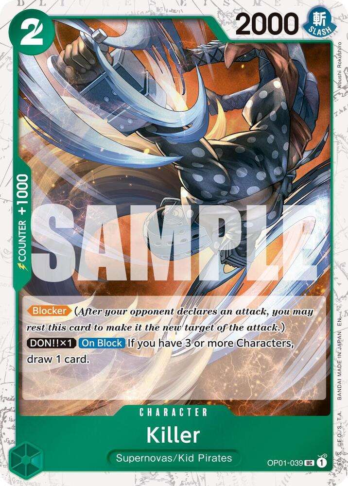 Killer (Pirate Foil) OP01-039 card from Premium Booster -The Best- Vol. 2