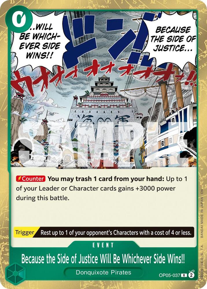 Because the Side of Justice Will Be Whichever Side Wins!! (Reprint) OP05-037 card from Premium Booster -The Best- Vol. 2