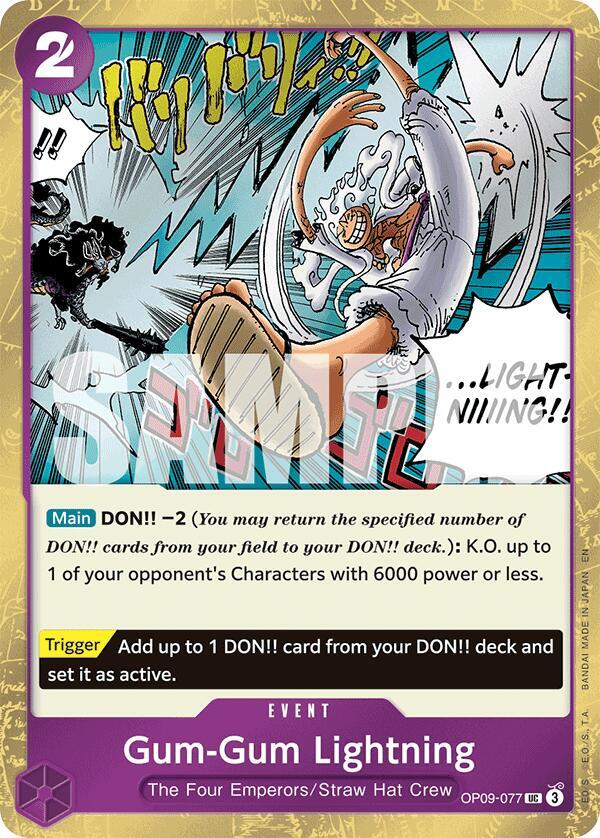 Gum-Gum Lightning (Pirate Foil) OP09-077 card from Premium Booster -The Best- Vol. 2