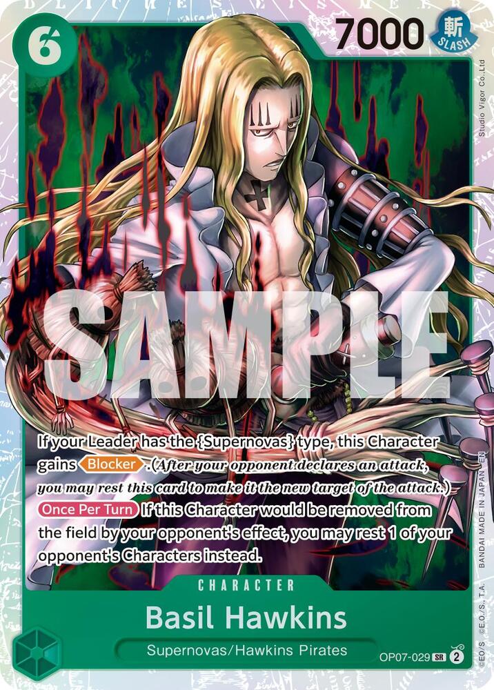 Basil Hawkins (Reprint) OP07-029 card from Premium Booster -The Best- Vol. 2