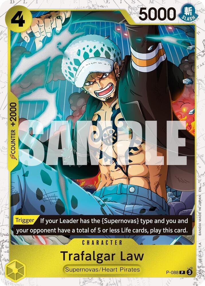 Trafalgar Law (Pirate Foil) P-088 card from Premium Booster -The Best- Vol. 2