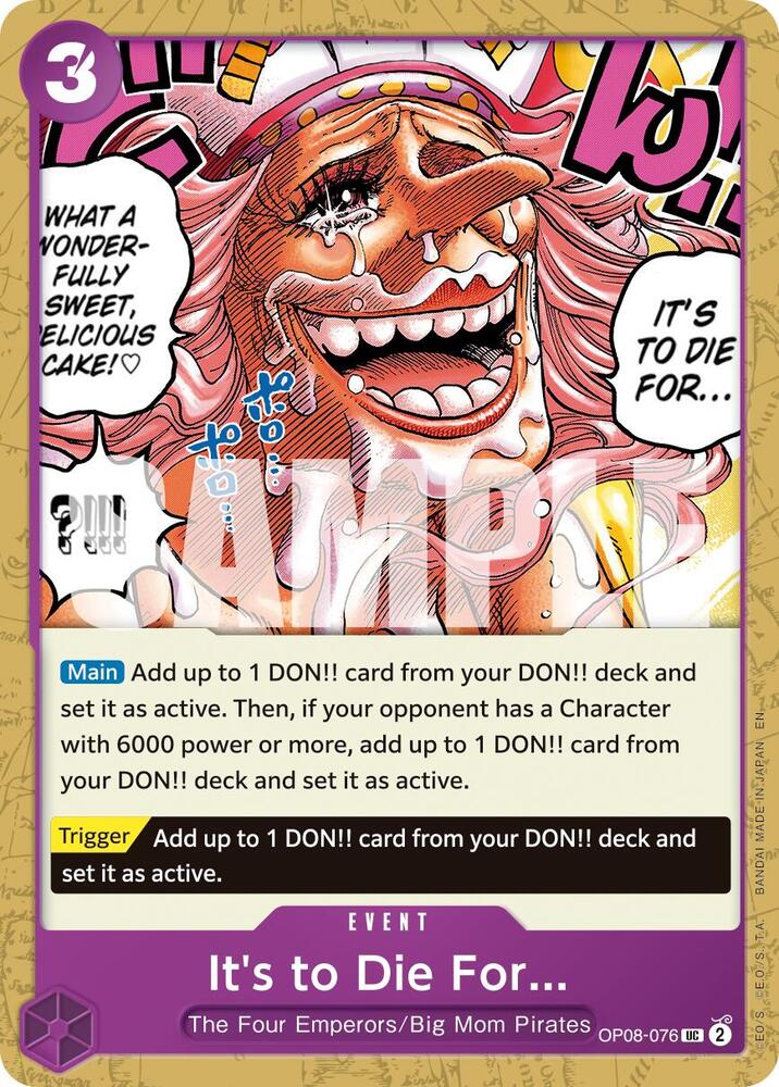 It's to Die For (Reprint) OP08-076 card from Premium Booster -The Best- Vol. 2