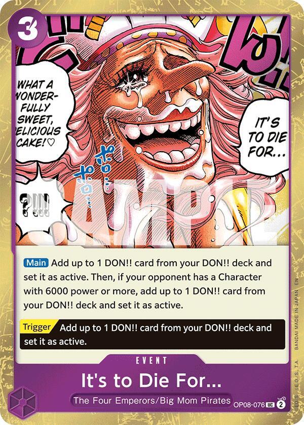 It's to Die For (Pirate Foil) OP08-076 card from Premium Booster -The Best- Vol. 2