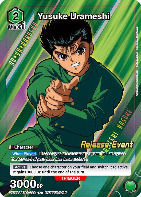 Yusuke Urameshi (Release Event Participation) UEPR/YYH-1-036 card from UE13BT: Yu Yu Hakusho: Ghost Files Release Event Cards