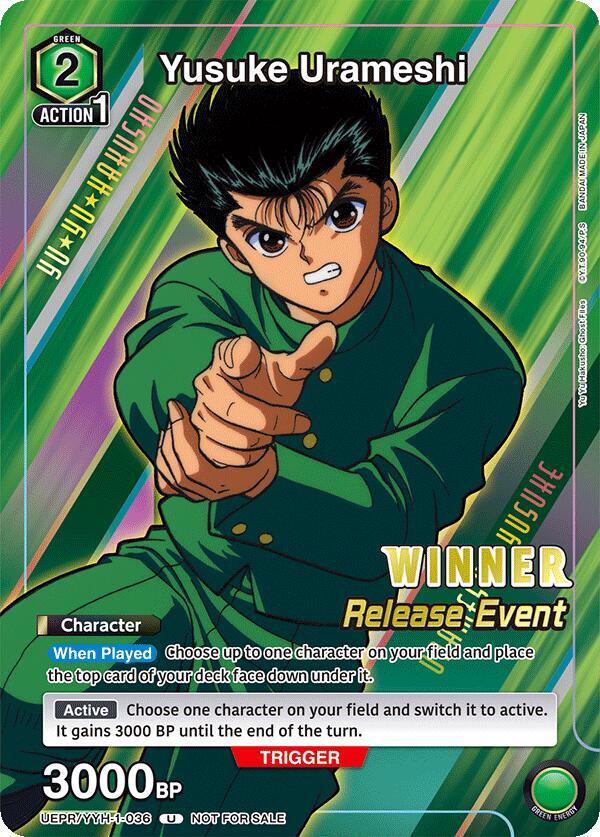 Yusuke Urameshi (Release Event Winner) UEPR/YYH-1-036 card from UE13BT: Yu Yu Hakusho: Ghost Files Release Event Cards
