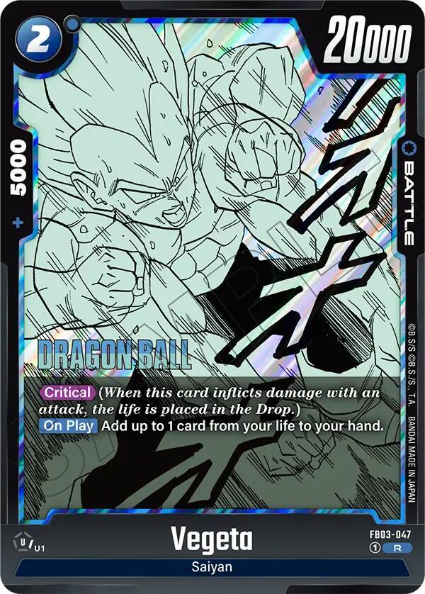 Vegeta FB03-047 card from Manga Booster 02