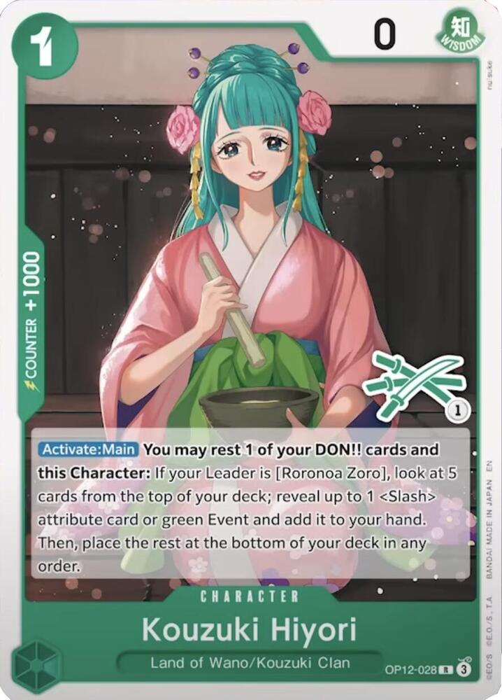 Kouzuki Hiyori (Zoro Deck) OP12-028 card from Learn Together Deck Set