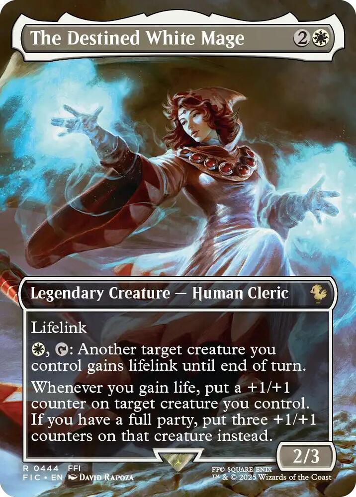 The Destined White Mage (Borderless) 444 card from Commander: FINAL FANTASY