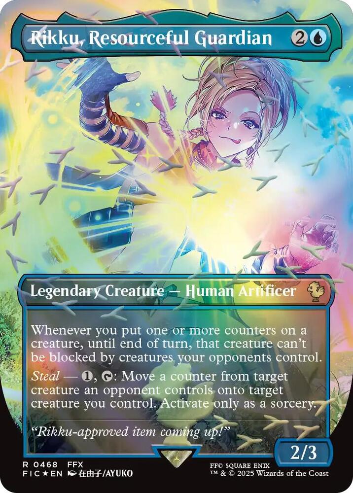 Rikku, Resourceful Guardian (Borderless) (Chocobo Track Foil) 468 card from Commander: FINAL FANTASY
