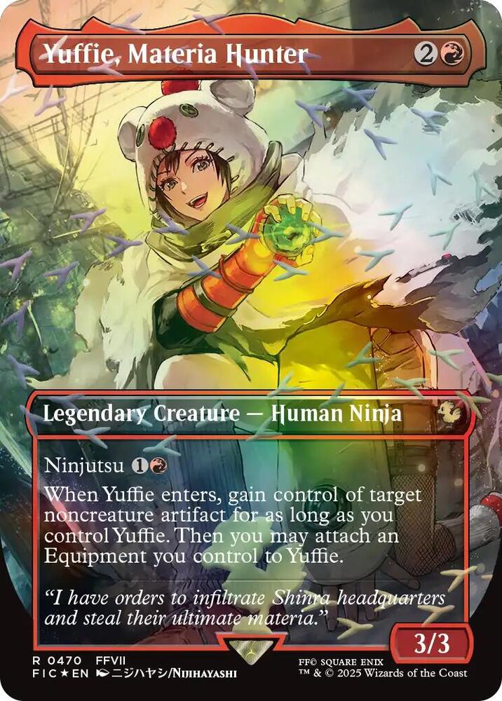Yuffie, Materia Hunter (Borderless) (Chocobo Track Foil) 470 card from Commander: FINAL FANTASY
