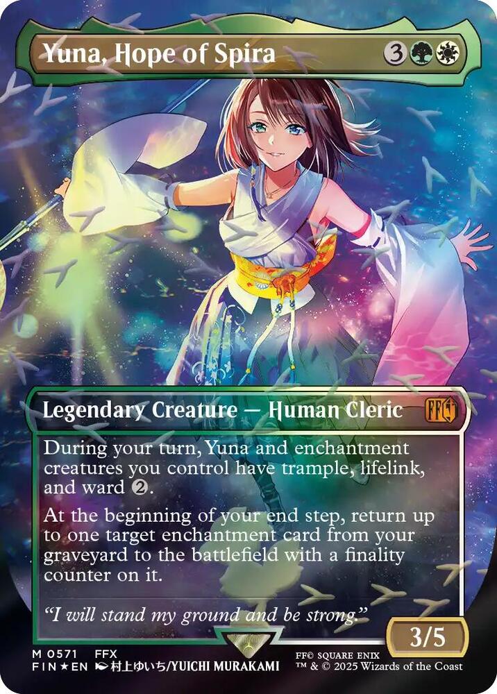 Yuna, Hope of Spira (Borderless) (Chocobo Track Foil) 571 card from FINAL FANTASY