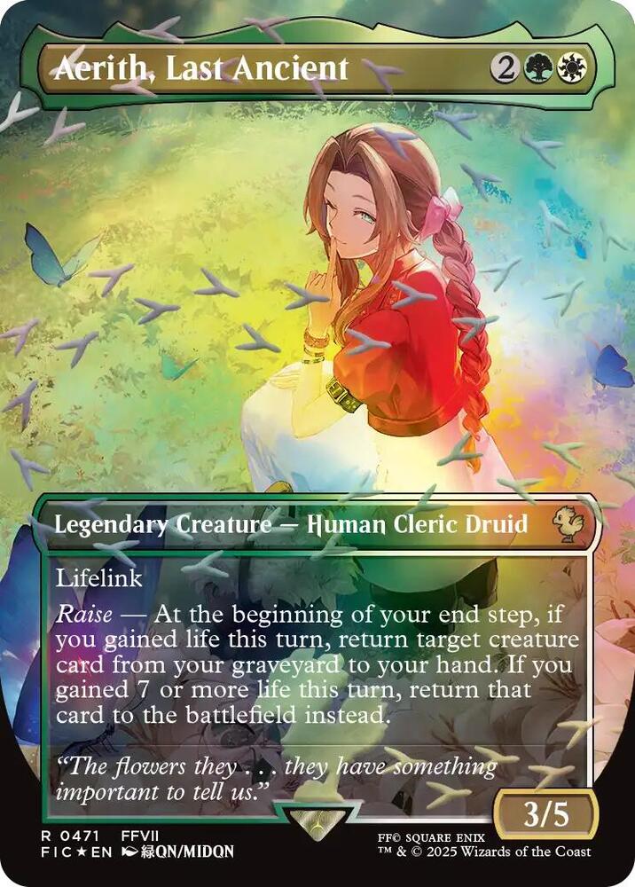 Aerith, Last Ancient (Borderless) (Chocobo Track Foil) 471 card from Commander: FINAL FANTASY