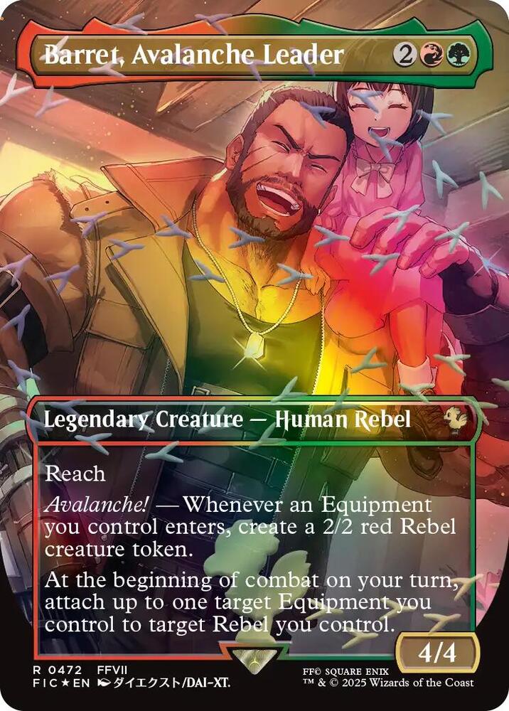 Barret, Avalanche Leader (Borderless) (Chocobo Track Foil) 472 card from Commander: FINAL FANTASY