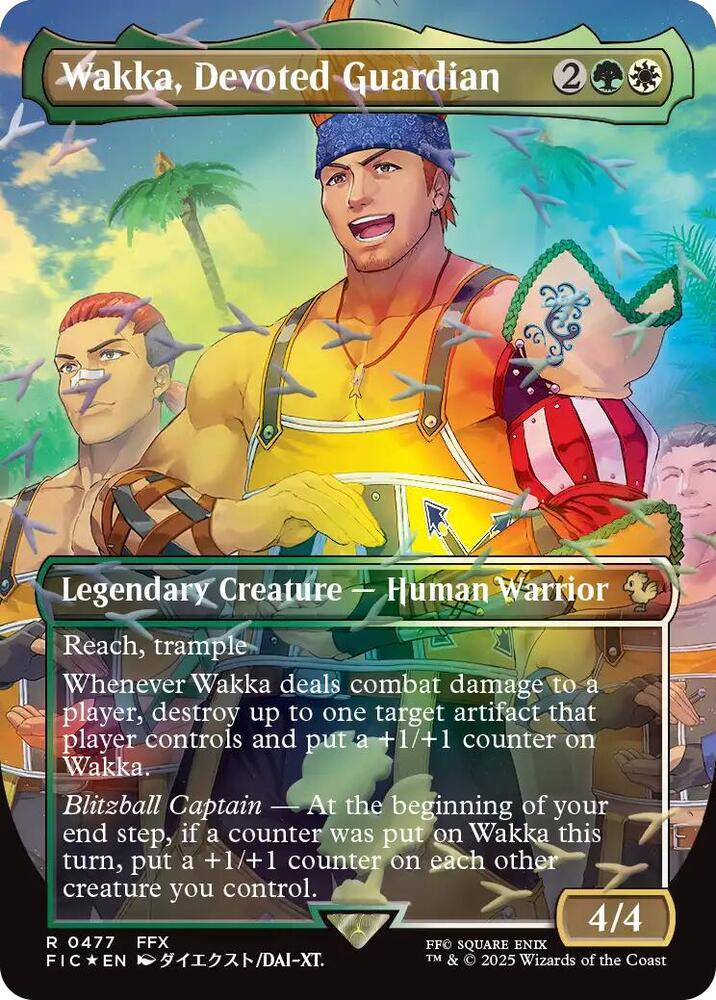 Wakka, Devoted Guardian (Borderless) (Chocobo Track Foil) 477 card from Commander: FINAL FANTASY