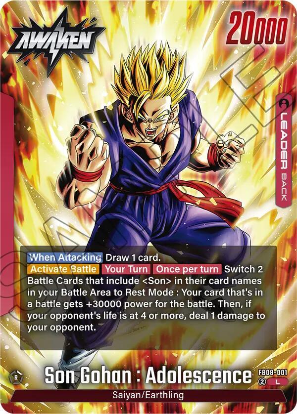 Son Gohan : Adolescence FB08-001 card from Saiyan's Pride