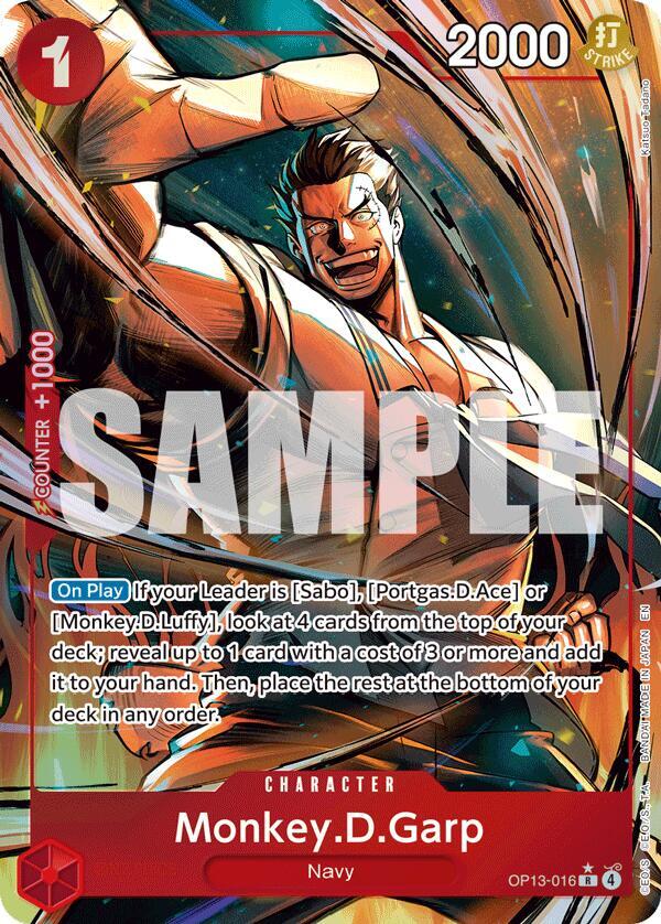 Monkey.D.Garp (Alternate Art) OP13-016 card from Carrying On His Will