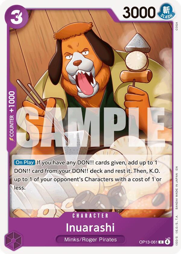 Inuarashi OP13-061 card from Carrying On His Will