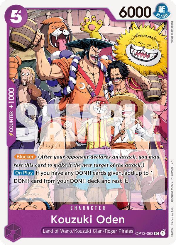Kouzuki Oden OP13-063 card from Carrying On His Will