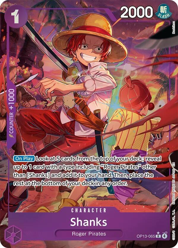 Shanks (Alternate Art) OP13-065 card from Carrying On His Will