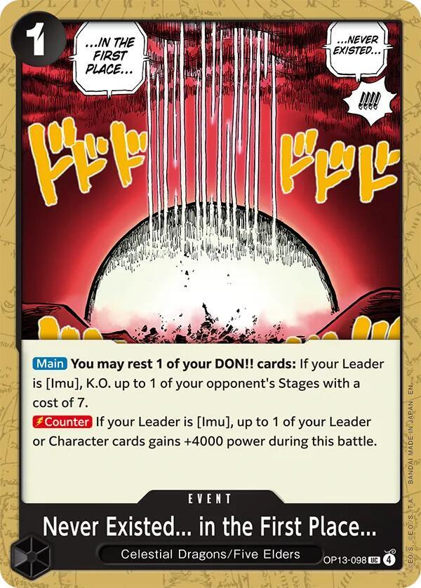 Never Existed... in the First Place... OP13-098 card from Carrying On His Will