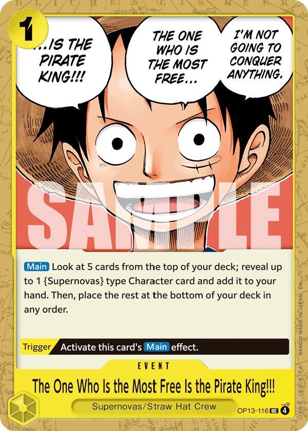 The One Who Is the Most Free Is the Pirate King!!! OP13-116 card from Carrying On His Will