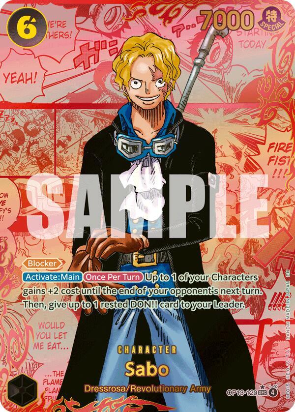 Sabo (Red Super Alternate Art) OP13-120 card from Carrying On His Will