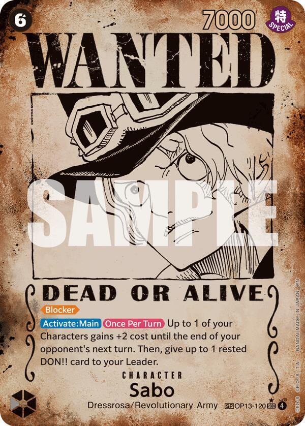 Sabo (Wanted Poster) OP13-120 card from Carrying On His Will
