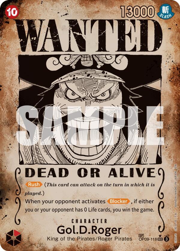 Gol.D.Roger (SP) (Wanted Poster) OP09-118 card from Carrying On His Will