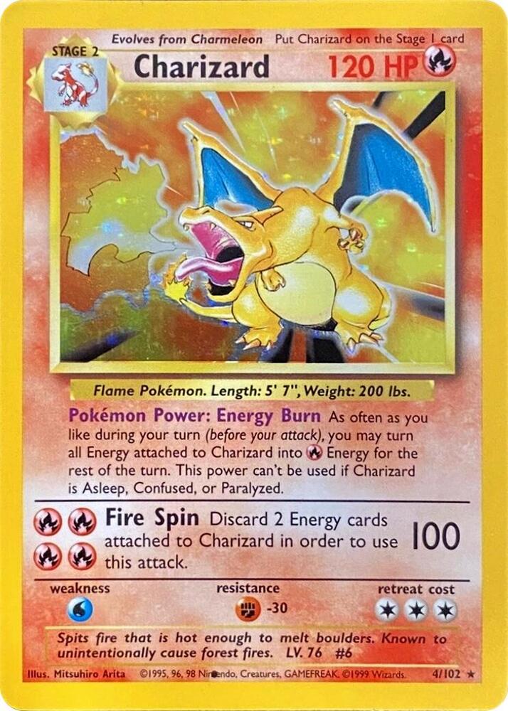 Charizard (Black Dot Error) 004/102 card from Base Set