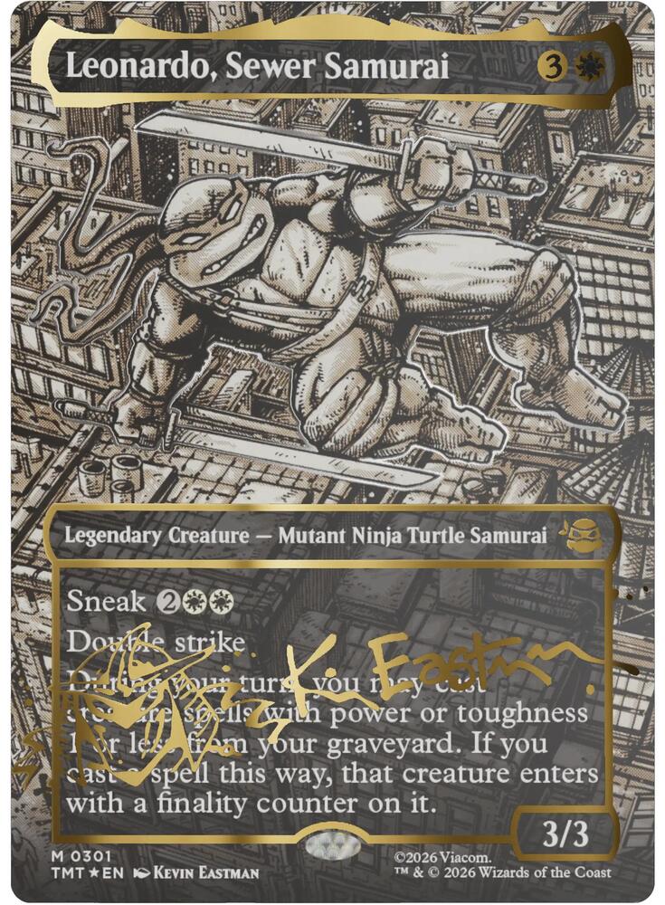 Leonardo, Sewer Samurai (Borderless) (Gold-Stamped Signature) 301 card from Teenage Mutant Ninja Turtles
