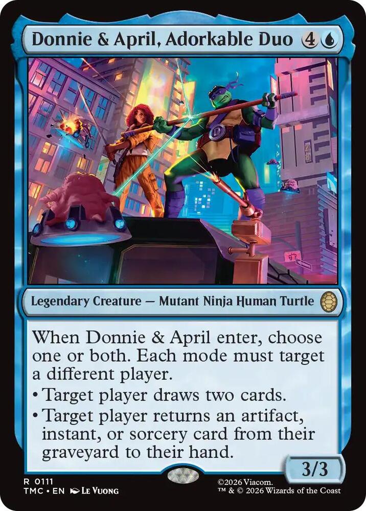 Donnie & April, Adorkable Duo 111 card from Commander: Teenage Mutant Ninja Turtles