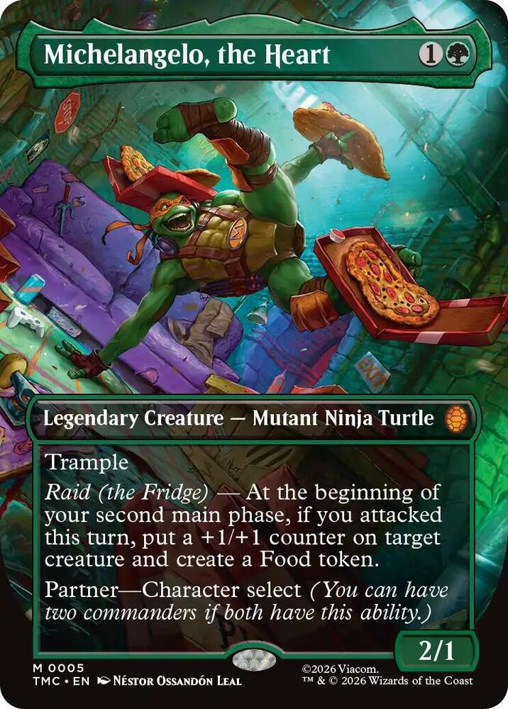 Michelangelo, the Heart (Borderless) 5 card from Commander: Teenage Mutant Ninja Turtles