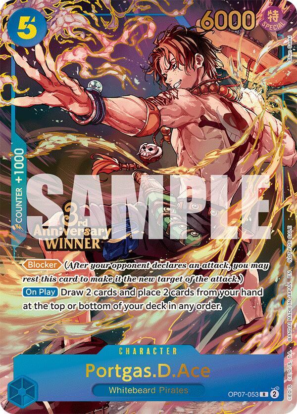 Portgas.D.Ace (3rd Anniversary Winner) OP07-053 card from One Piece Promotion Cards