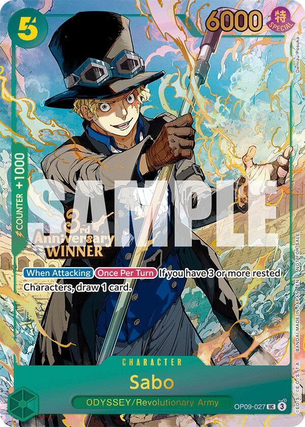 Sabo (3rd Anniversary Winner) OP09-027 card from One Piece Promotion Cards