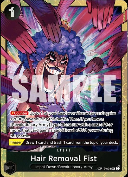 Hair Removal Fist OP12-098 card from One Piece Promotion Cards
