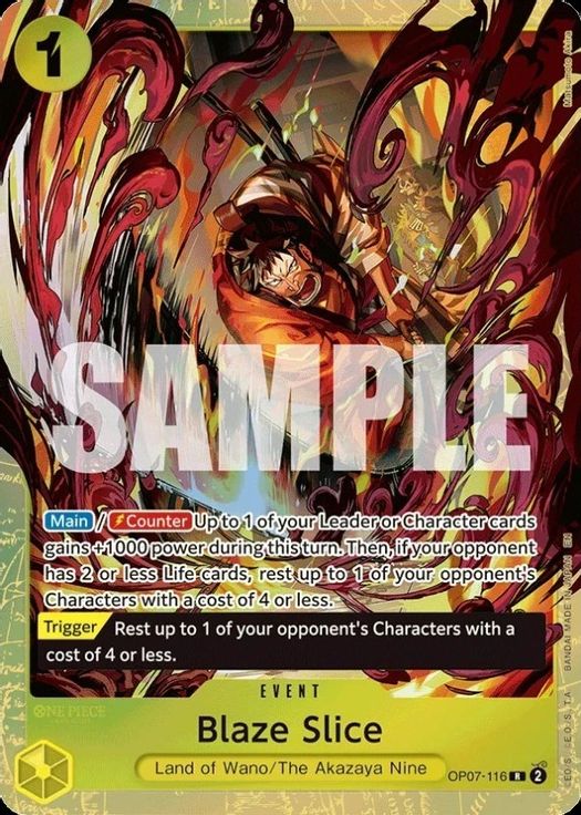 Blaze Slice OP07-116 card from One Piece Promotion Cards