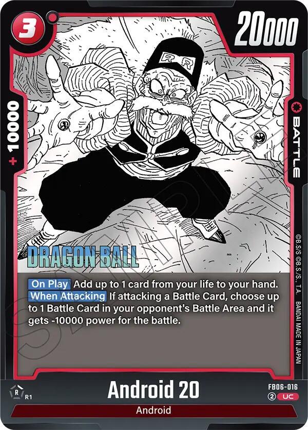 Android 20 FB06-016 card from Manga Booster 02