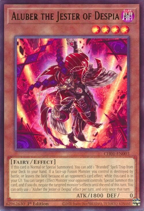 Aluber the Jester of Despia CH01-EN003 card from THE CHRONICLES DECK: The Fallen & The Virtuous (All-Foil Edition)