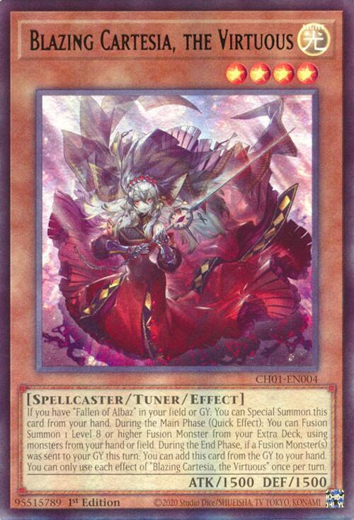 Blazing Cartesia, the Virtuous CH01-EN004 card from THE CHRONICLES DECK: The Fallen & The Virtuous (All-Foil Edition)