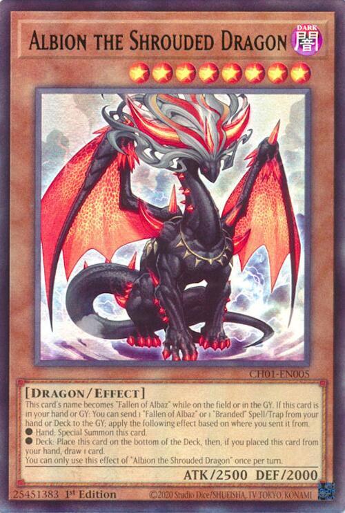 Albion the Shrouded Dragon CH01-EN005 card from THE CHRONICLES DECK: The Fallen & The Virtuous (All-Foil Edition)