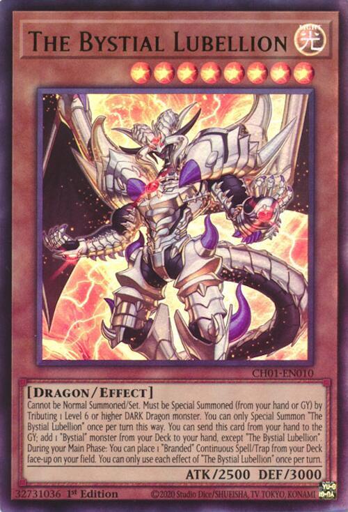 The Bystial Lubellion CH01-EN010 card from THE CHRONICLES DECK: The Fallen & The Virtuous (All-Foil Edition)