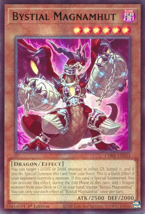 Bystial Magnamhut CH01-EN011 card from THE CHRONICLES DECK: The Fallen & The Virtuous (All-Foil Edition)