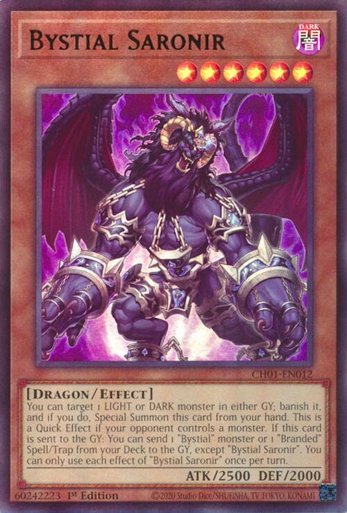 Bystial Saronir CH01-EN012 card from THE CHRONICLES DECK: The Fallen & The Virtuous (All-Foil Edition)
