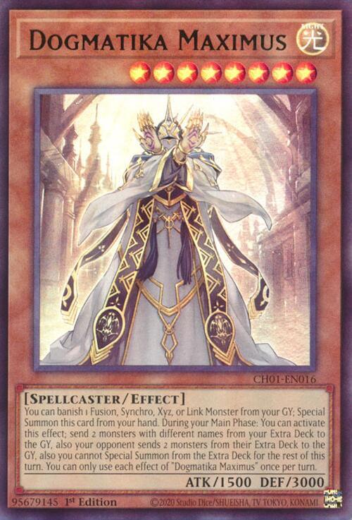 Dogmatika Maximus CH01-EN016 card from THE CHRONICLES DECK: The Fallen & The Virtuous (All-Foil Edition)