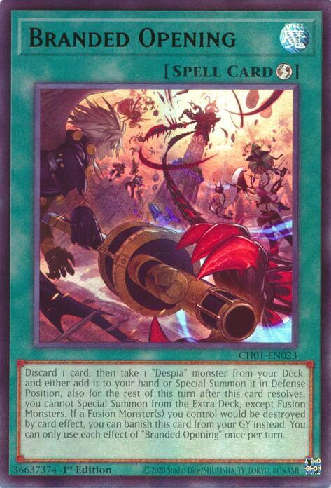 Branded Opening CH01-EN023 card from THE CHRONICLES DECK: The Fallen & The Virtuous (All-Foil Edition)