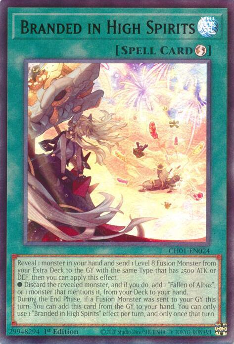 Branded in High Spirits CH01-EN024 card from THE CHRONICLES DECK: The Fallen & The Virtuous (All-Foil Edition)