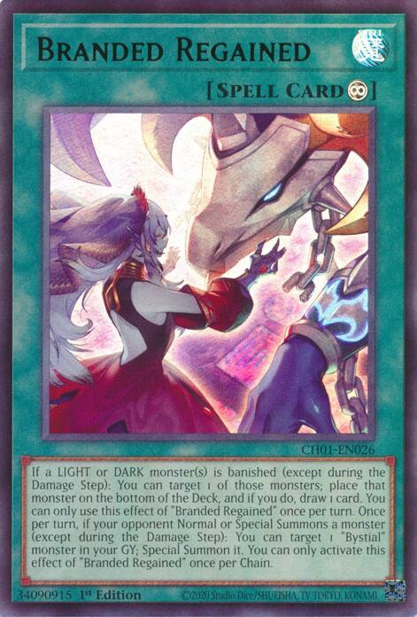 Branded Regained CH01-EN026 card from THE CHRONICLES DECK: The Fallen & The Virtuous (All-Foil Edition)