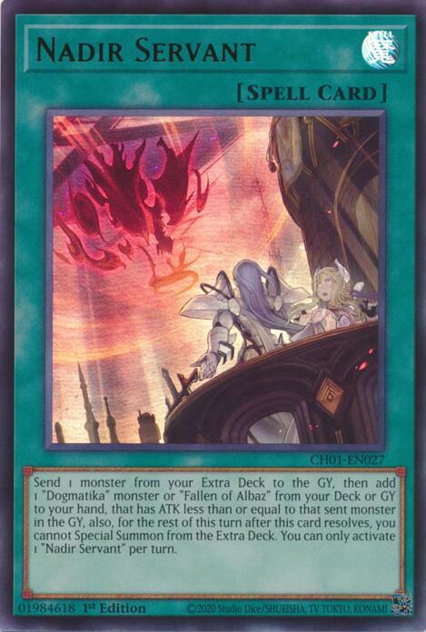 Nadir Servant CH01-EN027 card from THE CHRONICLES DECK: The Fallen & The Virtuous (All-Foil Edition)