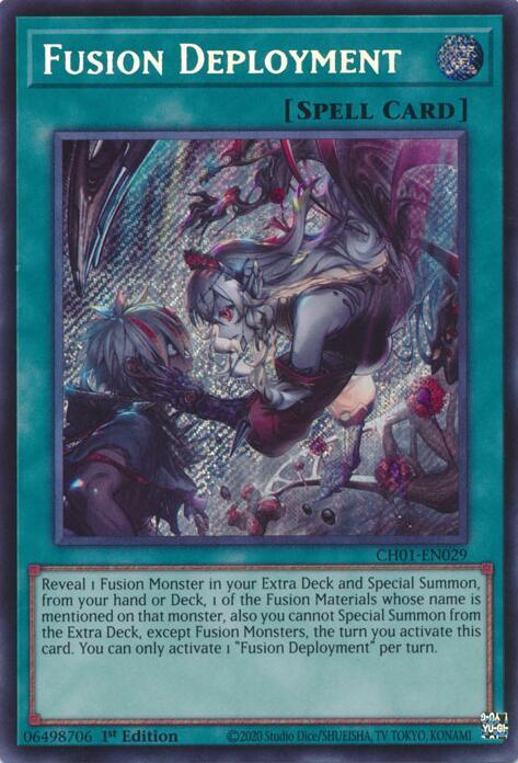 Fusion Deployment (Secret Rare) CH01-EN029 card from THE CHRONICLES DECK: The Fallen & The Virtuous (All-Foil Edition)