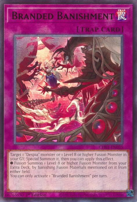 Branded Banishment CH01-EN035 card from THE CHRONICLES DECK: The Fallen & The Virtuous (All-Foil Edition)